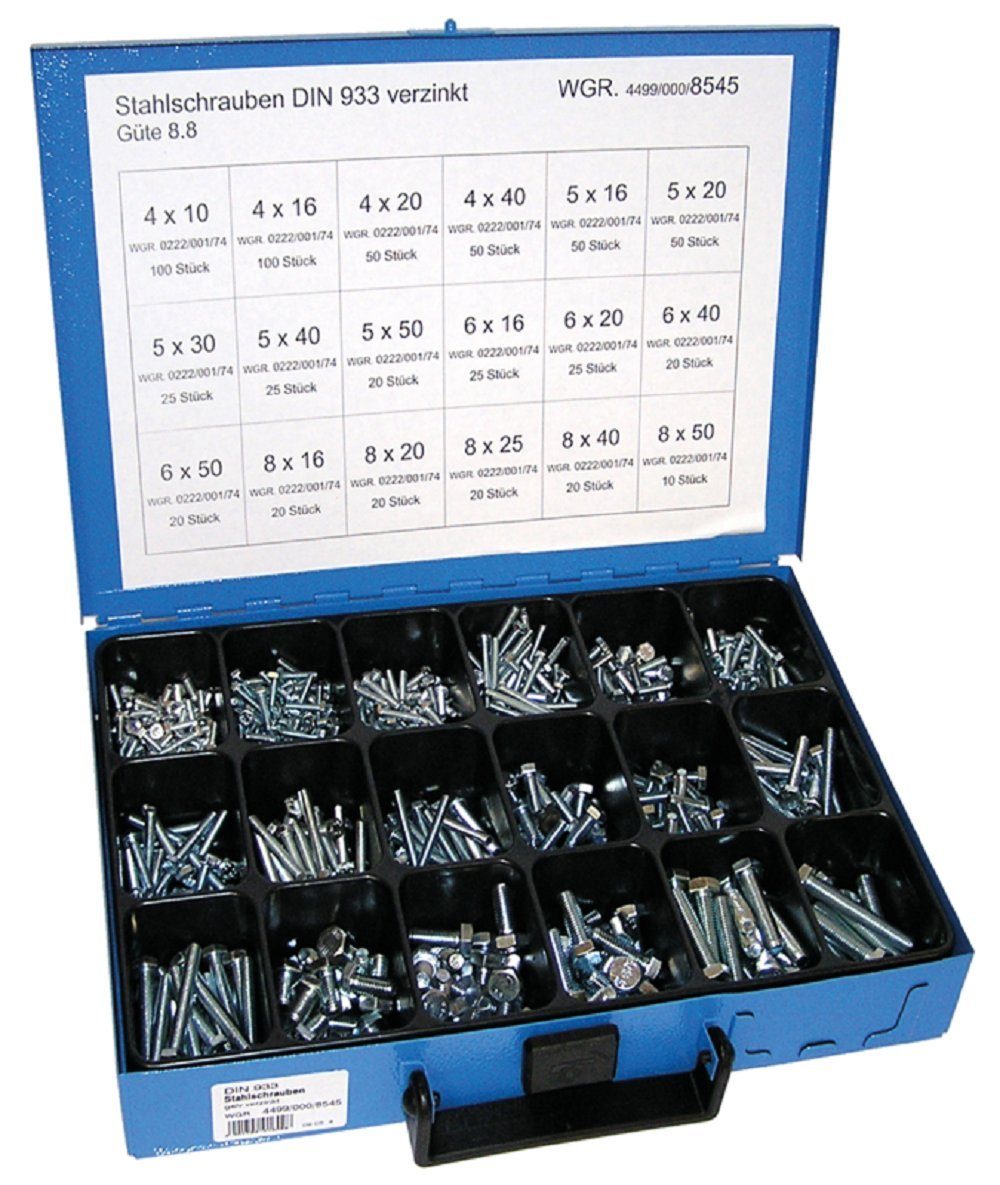Werkstatt-Set Dresselhaus Sortimente Stahlschrauben DIN 933/8.8, galv. verzinkt, DH-