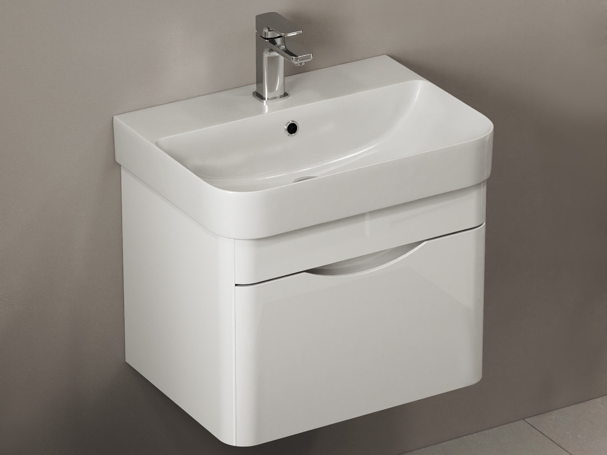 Aqua Bagno Badmöbel-Set Badmöbel Unterschrank mit Waschtisch weiß Hochglanz lackiert, (vormontiert, 2-St., Badmöbelschrank lackiert mit Keramikwaschbecken), einfache Montage, Badschrank