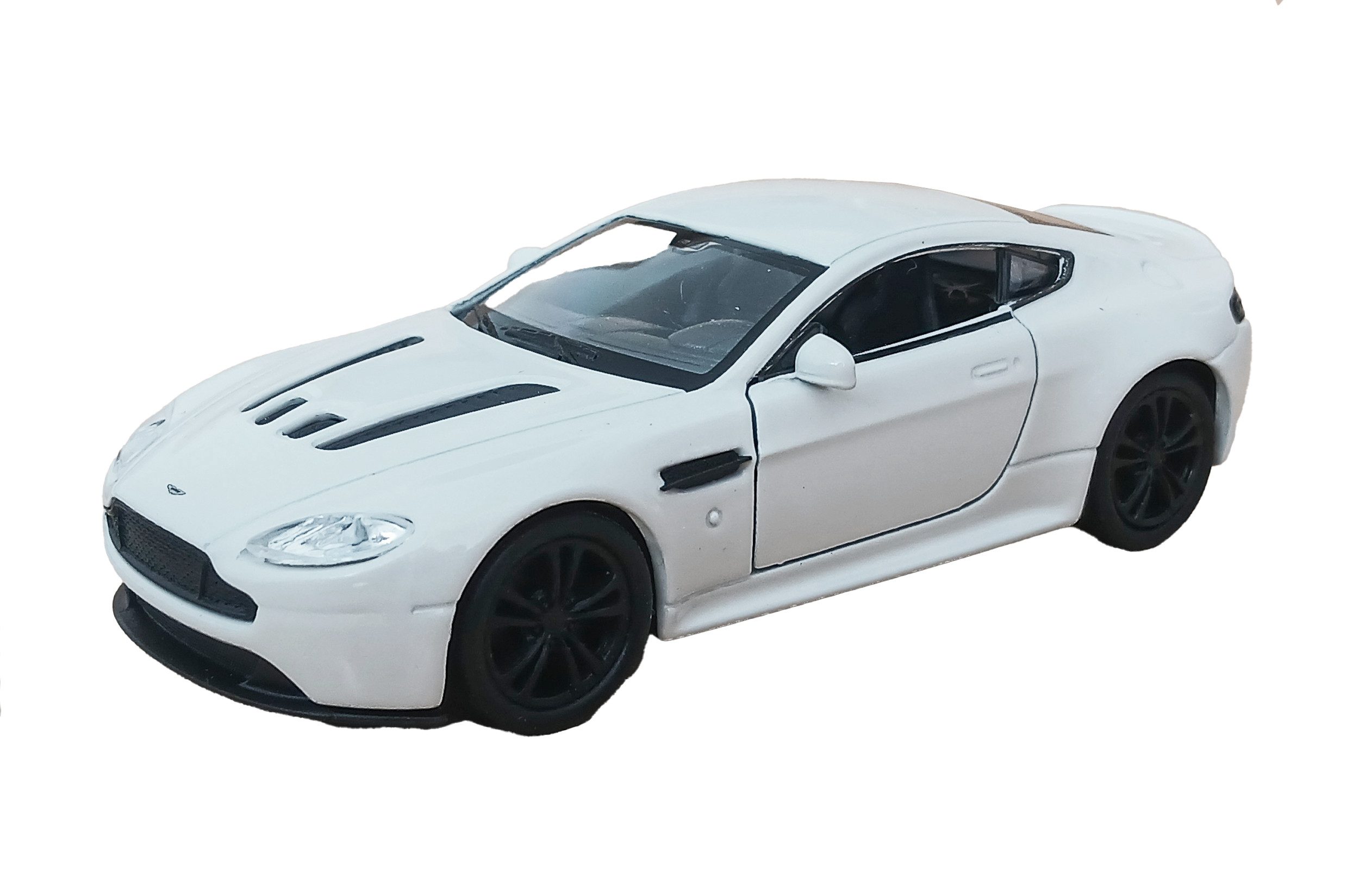 Welly Modellauto Aston Martin Vantage Modellauto 12cm aus Metall 65 (Weiss), mit Rückzugmotor Modell Auto Spielzeugauto Spielzeug