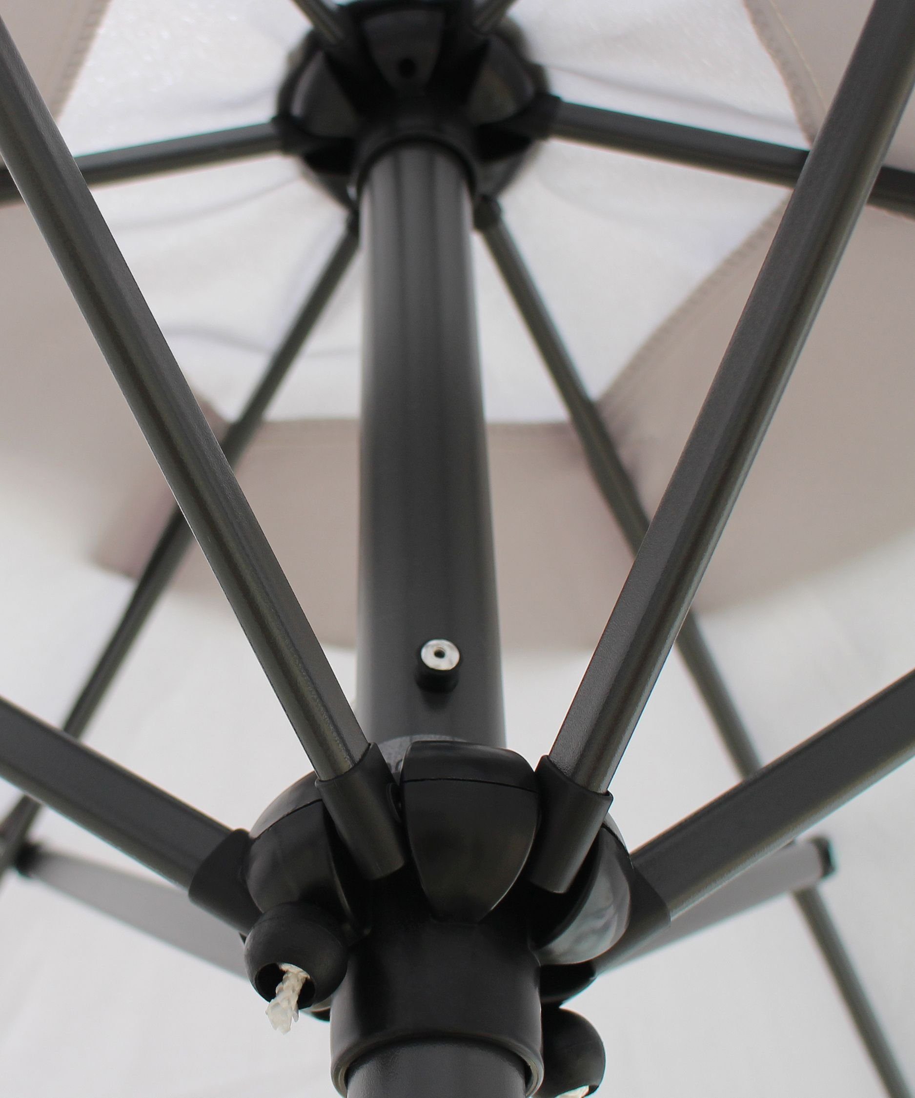 Pure Home & Garden Sonnenschirm Sunny 180 cm hellgrau Balkonschirm Kurbelschirm Gartenschirm, LxB: 180,00x180,00 cm, Sonnenschirm mit Kurbel, Sonnenschirm mit Kurbel, abknickbar / kippbar / knickbar / mit Kurbel