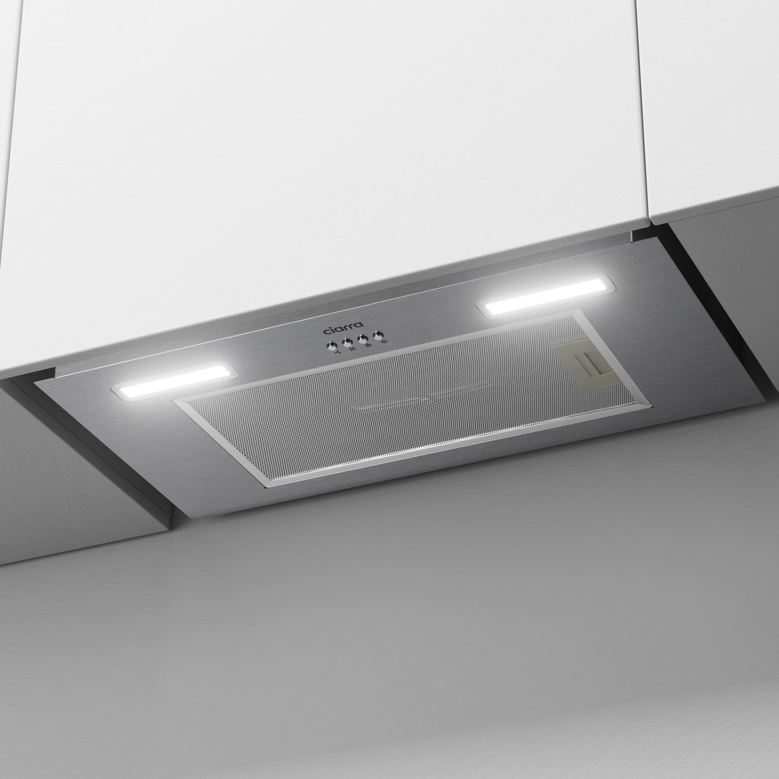 CIARRA Unterbauhaube 60 cm A+++ 650 m³/h Einbauhaube leise Abluft & Umluft LED VM6926AS 60 cm A+++ 650 m³/h Einbauhaube leise Abluft & Umluft LED VM6926AS, Einbau-Dunstabzugshaube aus Edelstahl für Küchenschrank Touch Control