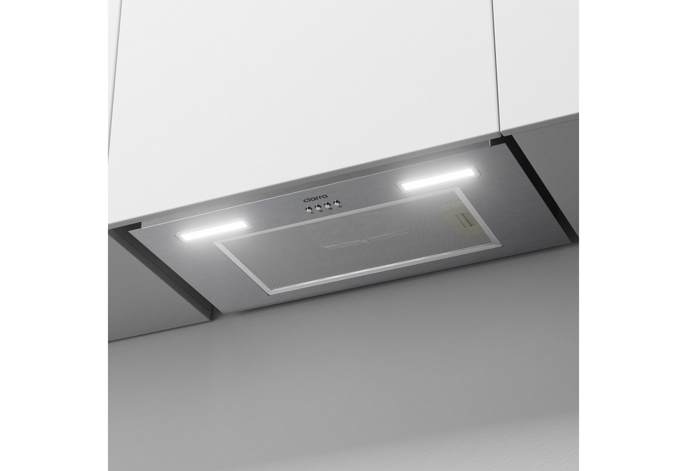 CIARRA Unterbauhaube 60 cm Einbau Dunstabzugshaube A+++ 704 m³/h Abluft & Umluft VM6926AS Fettfiltern & Aktivkohlefiltern für Einbauhaube aus Edelstahl