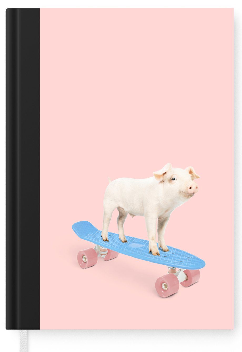 MuchoWow Notizbuch - Seiten, Skateboard - Haushaltsbuch Notizheft, - Merkzettel, 98 Schwein Blau Journal, Tiere, Rosa Tagebuch, A5, 