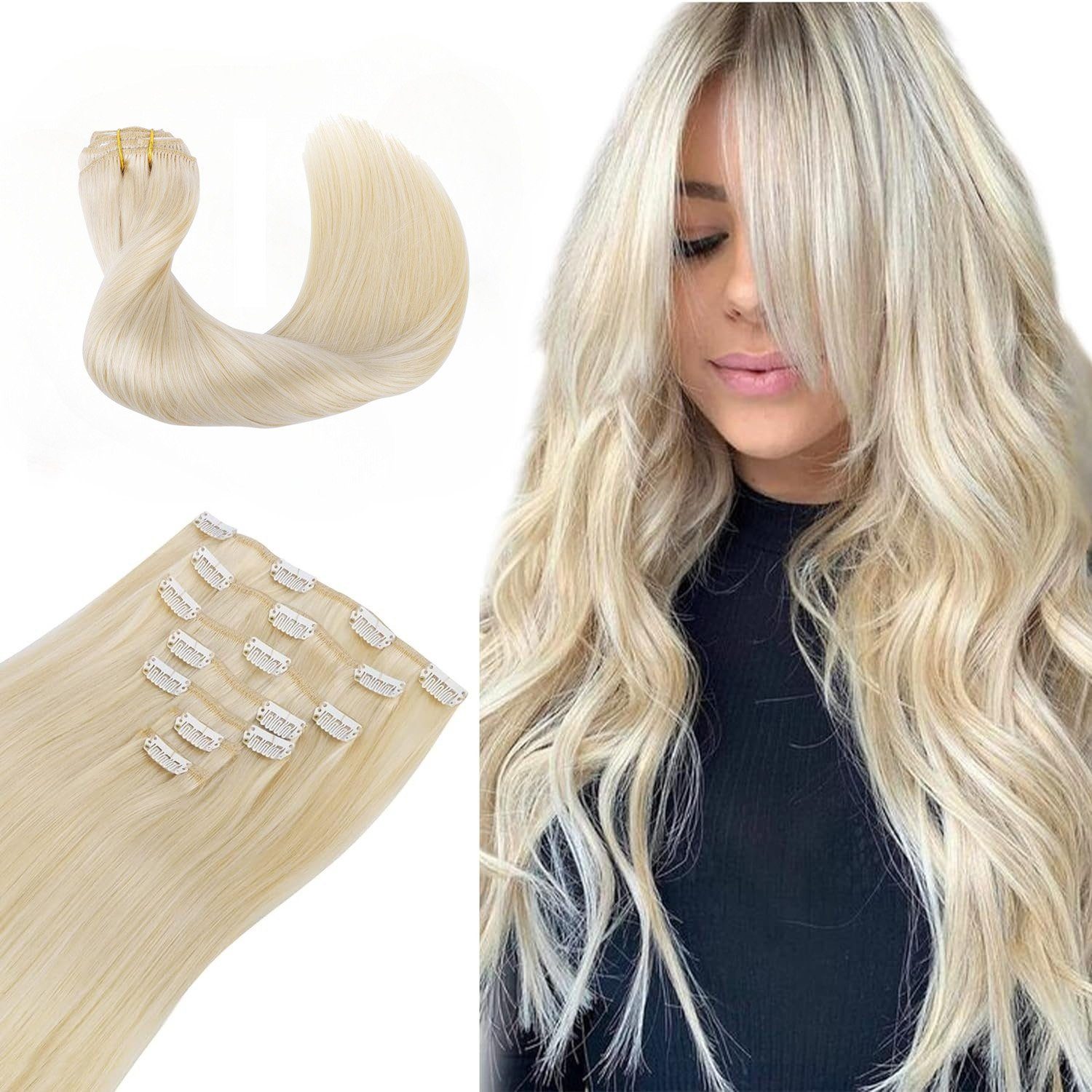 Wennalife Echthaar-Extension Clip in Extensions,Platingold
