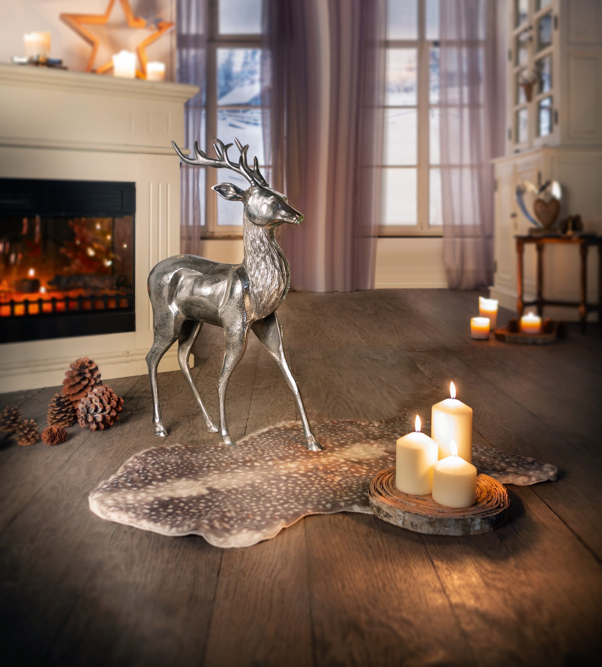 Frank Flechtwaren Dekofigur, Aluminium Hirsch groß günstig online kaufen