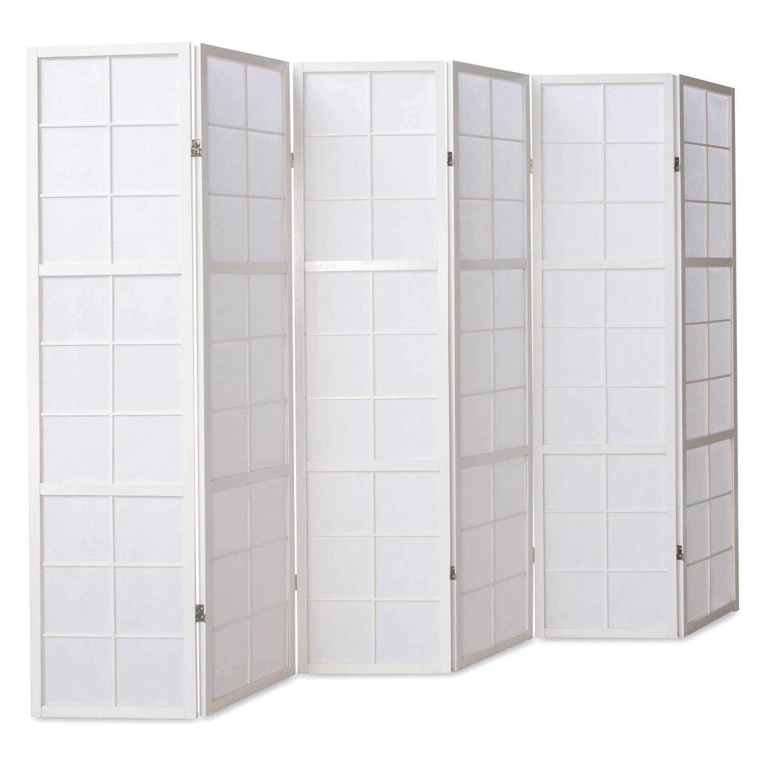 Homestyle4u Paravent Raumteiler Holz Trennwand Weiß Indoor Hochzeit Sichtschutz (6 St., 6-teilig), faltbar