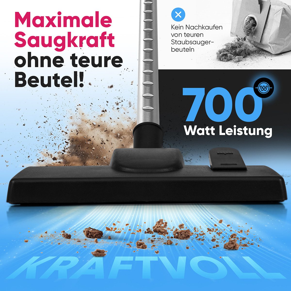 ProfiCare Bodenstaubsauger PC-BS 3134, Staubsauger beutellos, Bodenstaubsauger