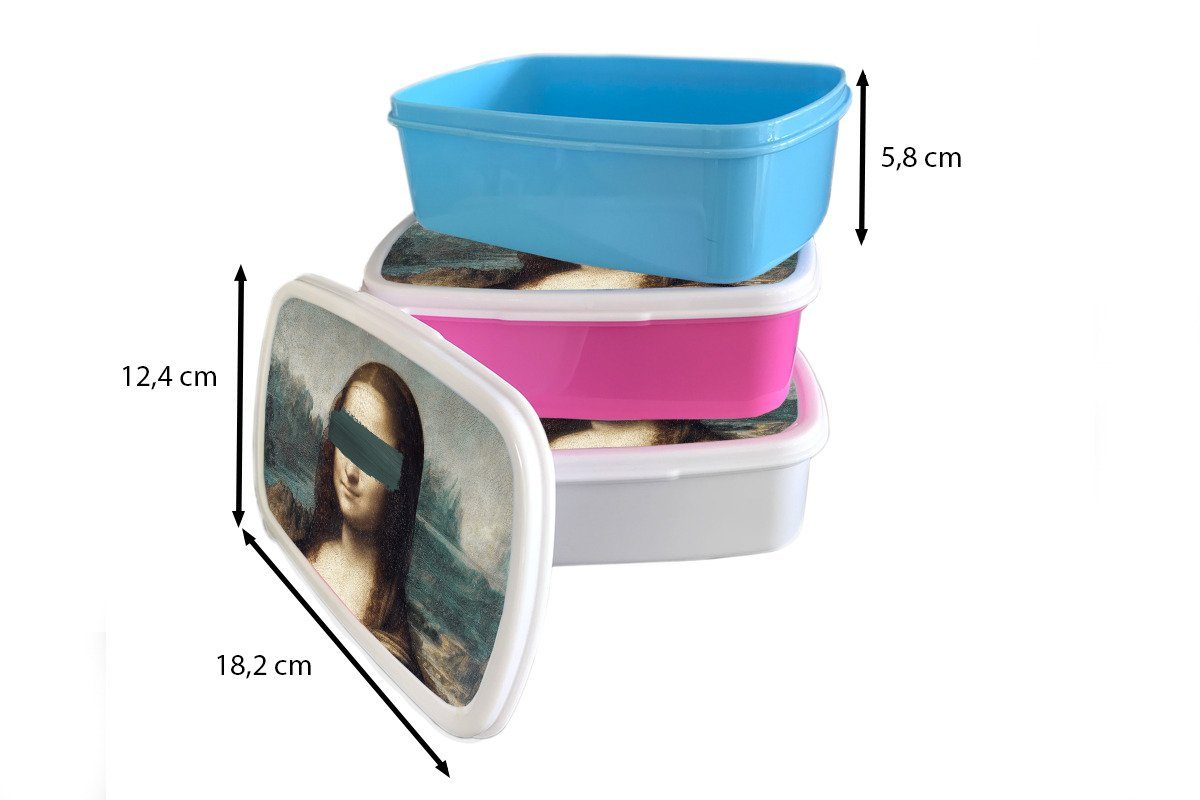 Mädchen, Kinder, Snackbox, - Lunchbox MuchoWow - Brotdose Leonardo (2-tlg), rosa Brotbox für Lisa da Kunststoff, Erwachsene, Kunststoff Gemälde, Vinci Mona