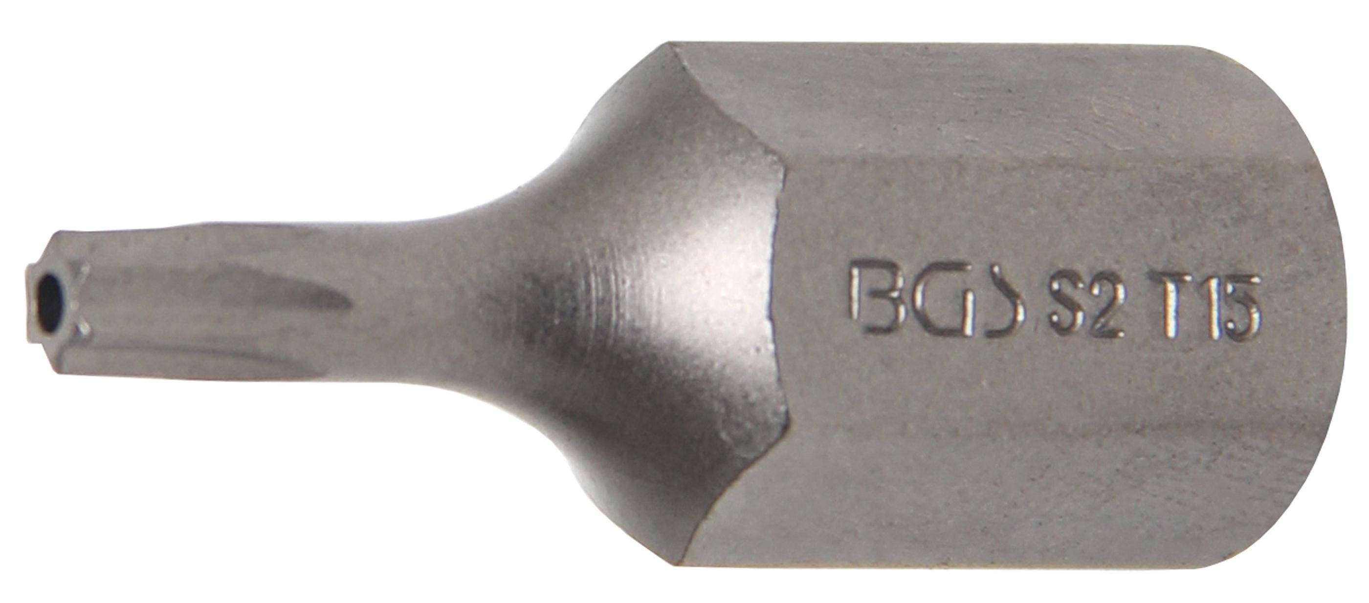 BGS technic Bit-Schraubendreher Bit, Antrieb Außensechskant 10 mm (3/8), T-Profil (für Torx) mit Bohrung T15