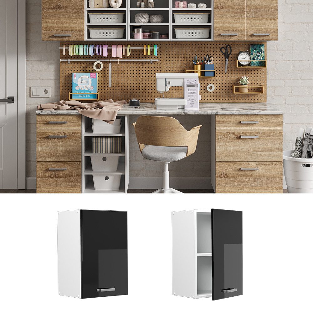Vicco Schranksystem R-Line, Schwarz Hochglanz/Weiß, 40 günstig online kaufen