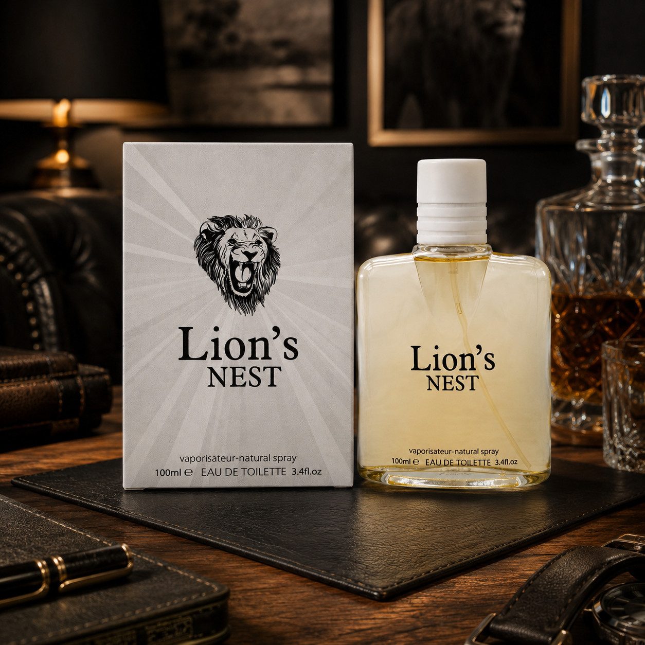 Fine Perfumery London Eau de Toilette Lion's NEST Pour Homme Holzig Würzig Amber 100ml, Hergestellt in UK, Herrendüfte,Warm & Holzig