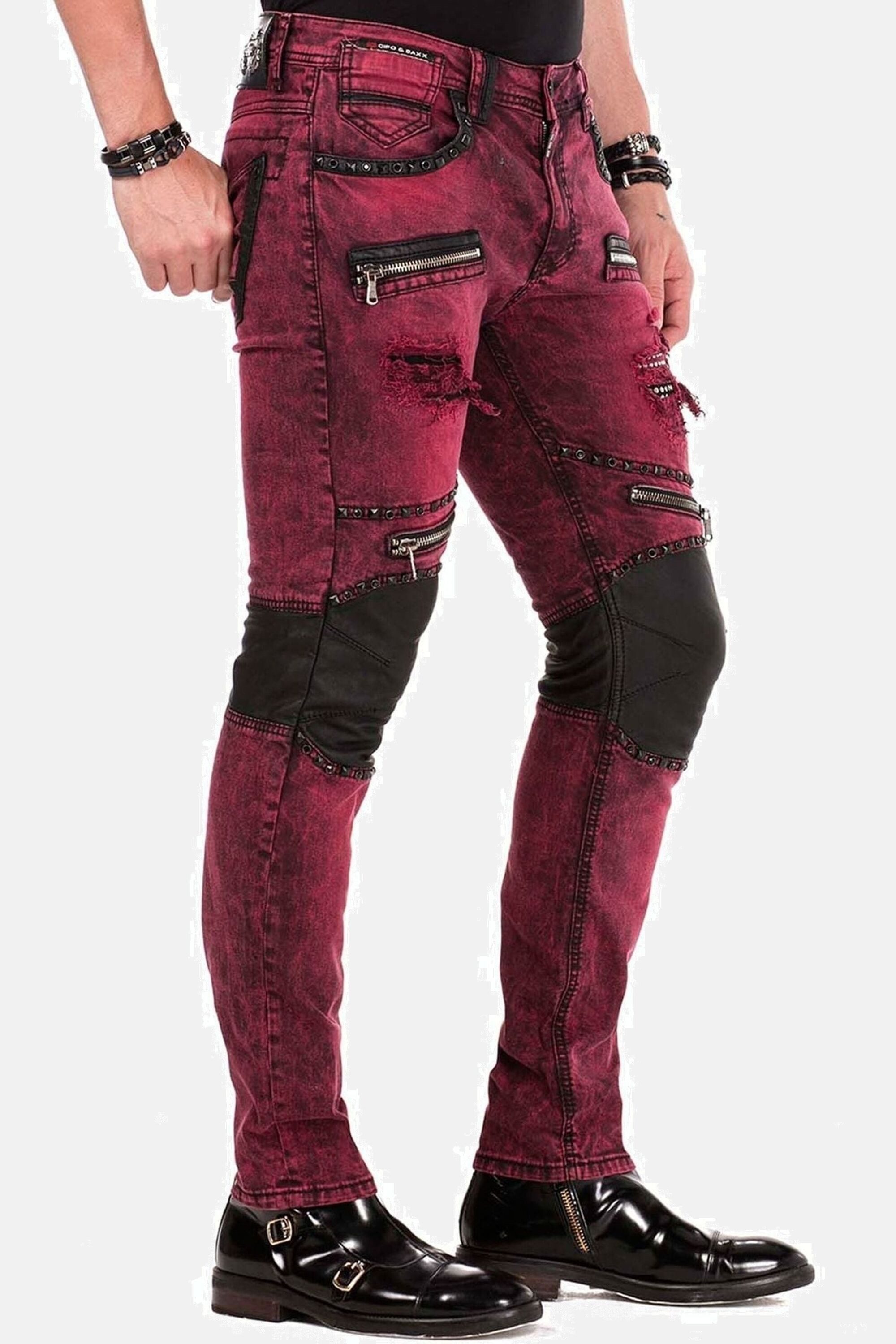 Cipo & Baxx Slim-fit-Jeans Jeans mit Nieten und dekorative Reißverschlüssen, CD-481 – Bild 5 von 5