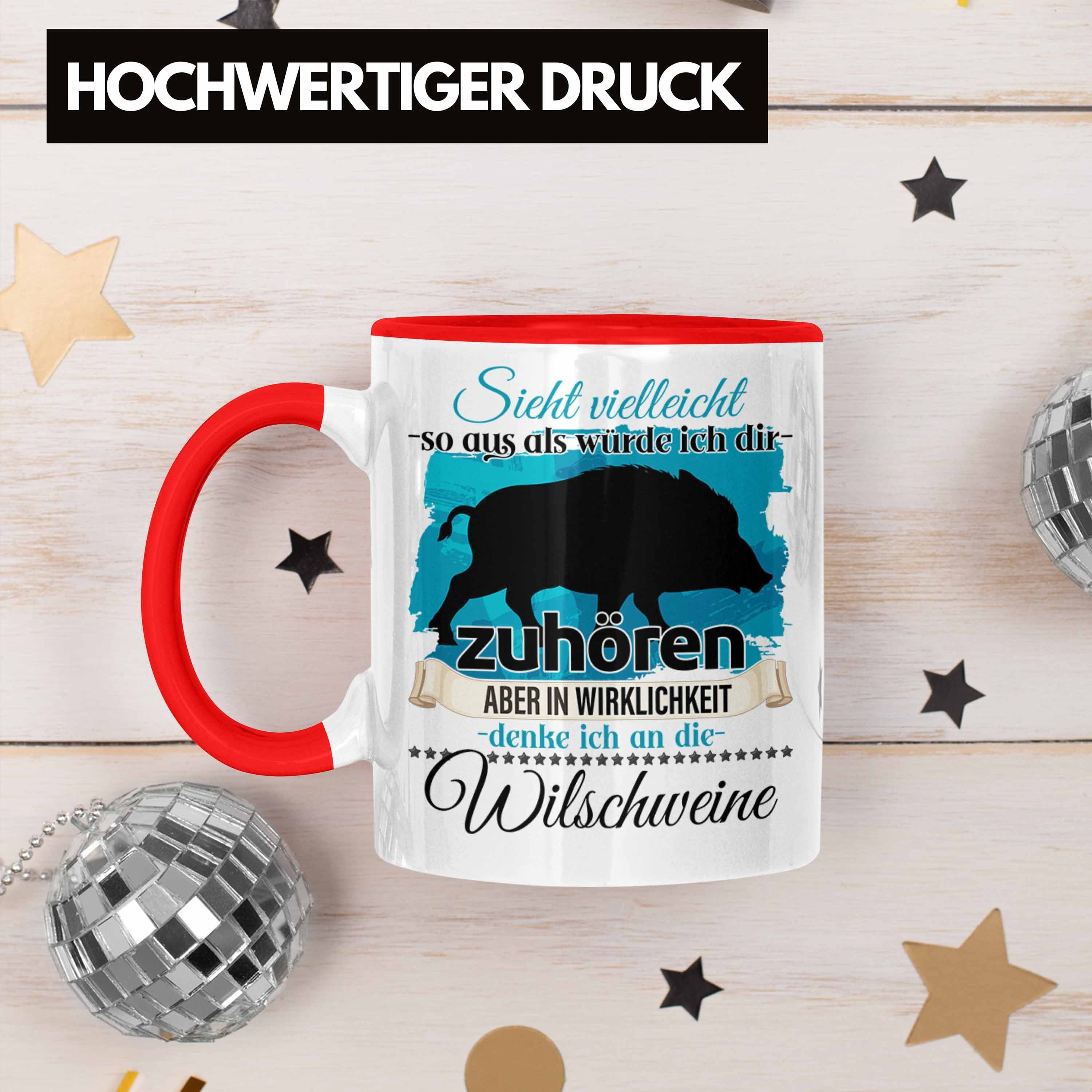 Geschenkidee - Liebhaber Trendation Tasse Geschenk Jäger Wildschwein L Rot Trendation Tasse