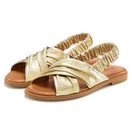 LASCANA Sandalette, Sommerschuh, offener Schuh, Pantolette Sandale aus Leder mit elastischen Riemchen