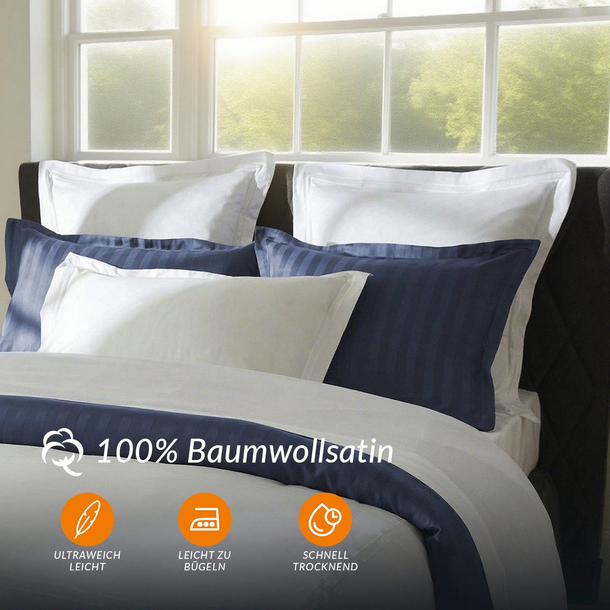 Pure cottom Kissenbezug 2er Set Baumwollsatin in verschiedenen Farben, verschiedene Größen – Bild 2 von 5