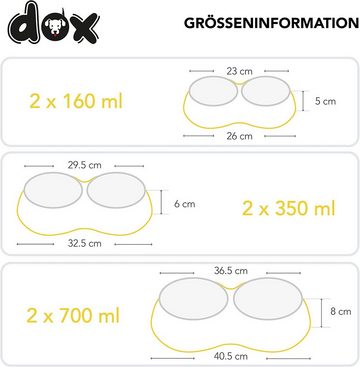 DDOXX Futternapf Doppel-Fressnapf rutschfest, viele Farben & Größen, Gelb 2 X 350 Ml