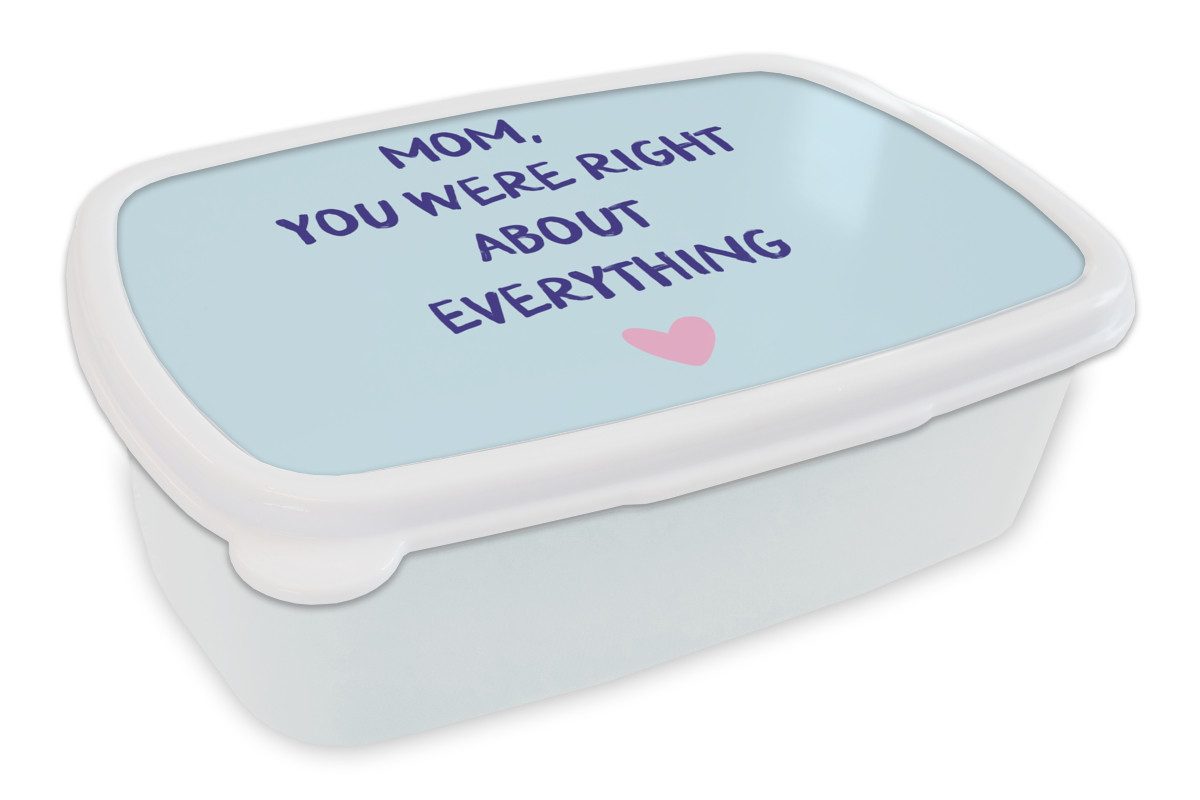 MuchoWow Lunchbox Mutter - Zitat - Blau, Kunststoff, (2-tlg), Brotdose Schule oder Arbeit, Brotbox für Kinder und Erwachsene