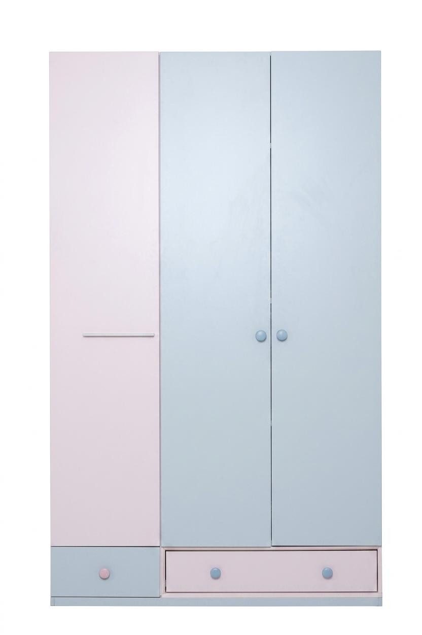 JVmoebel Kleiderschrank Grau-rosa Kleiderschrank aus Holz für modernes Jugendzimmer