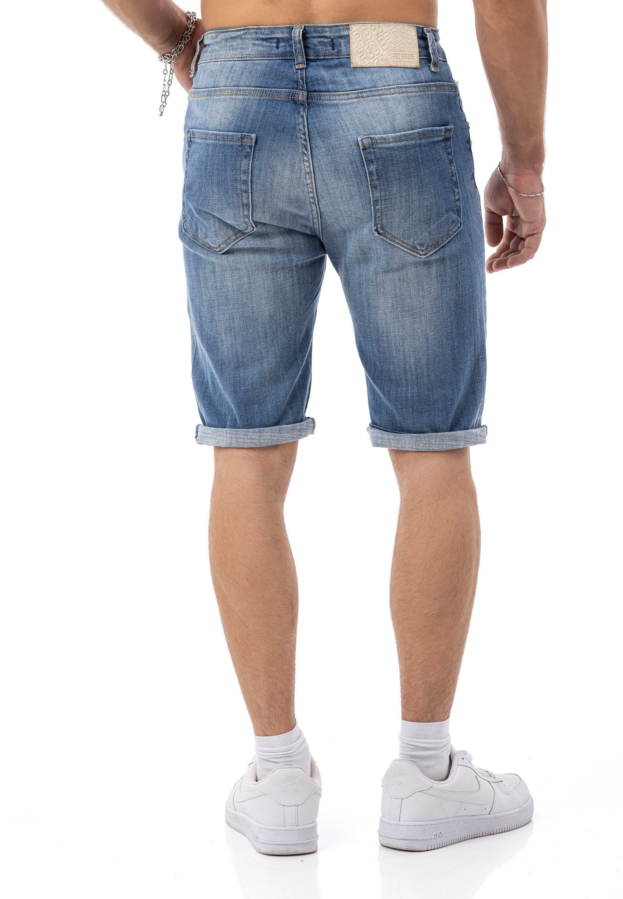 RedBridge Jeansshorts mit Destroy-Details – Kurze Hose, 5-Pocket, Umschlag, Regular Fit