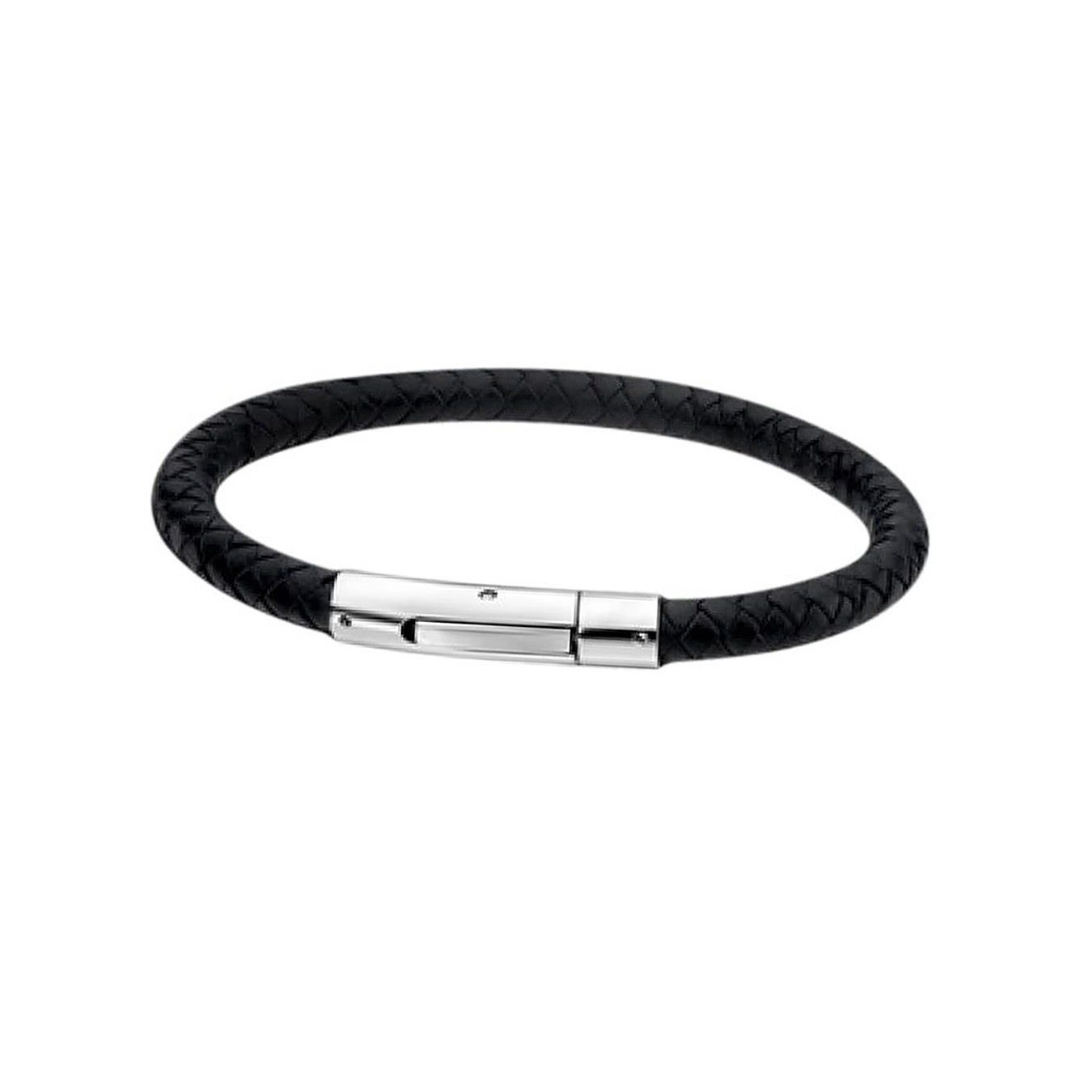 Lotus Style Armband Lotus Style rund Armband schwarz (Armband), für Herren aus Edelstahl (Stainless Steel), Echtleder