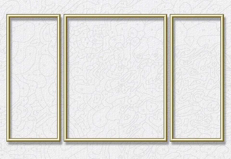 Schipper Bilderrahmen Malen nach Zahlen, Triptychon 80x50 cm, goldfarben, ( Set), Made in Germany, Für Triptychons im Format: B/H: ca. 20/50, 40/50,  20/50 cm