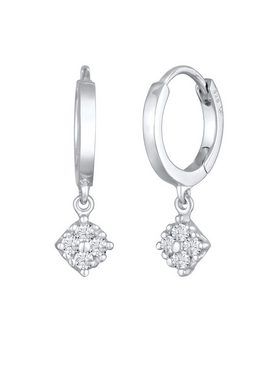 Elli DIAMONDS Paar Creolen Creolen Lab Grown Diamant (0.056 ct) Anhänger 925 Silber, Viereck