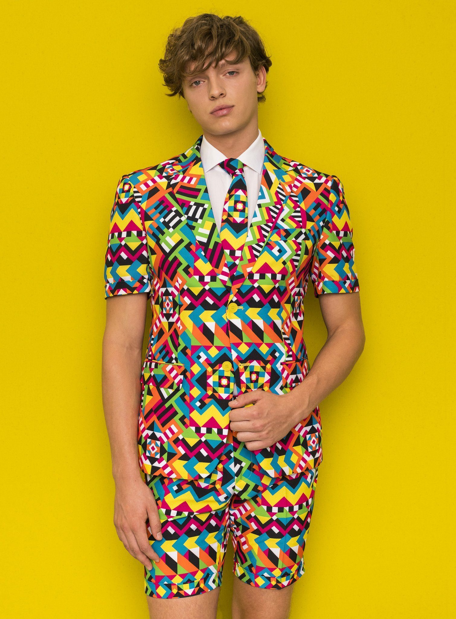 Opposuits Partyanzug Shorts Suit Abstractive, Cooler Dress für heiße Tage