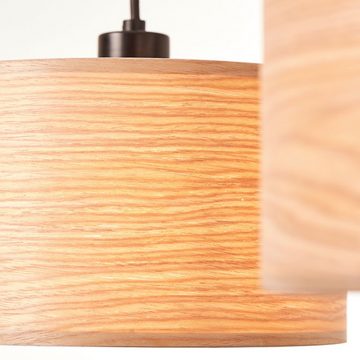 Lightbox Pendelleuchte, ohne Leuchtmittel, Hängelampe, 3 x E27, max. 52 W, Metall/Holz, hellbraun/schwarz