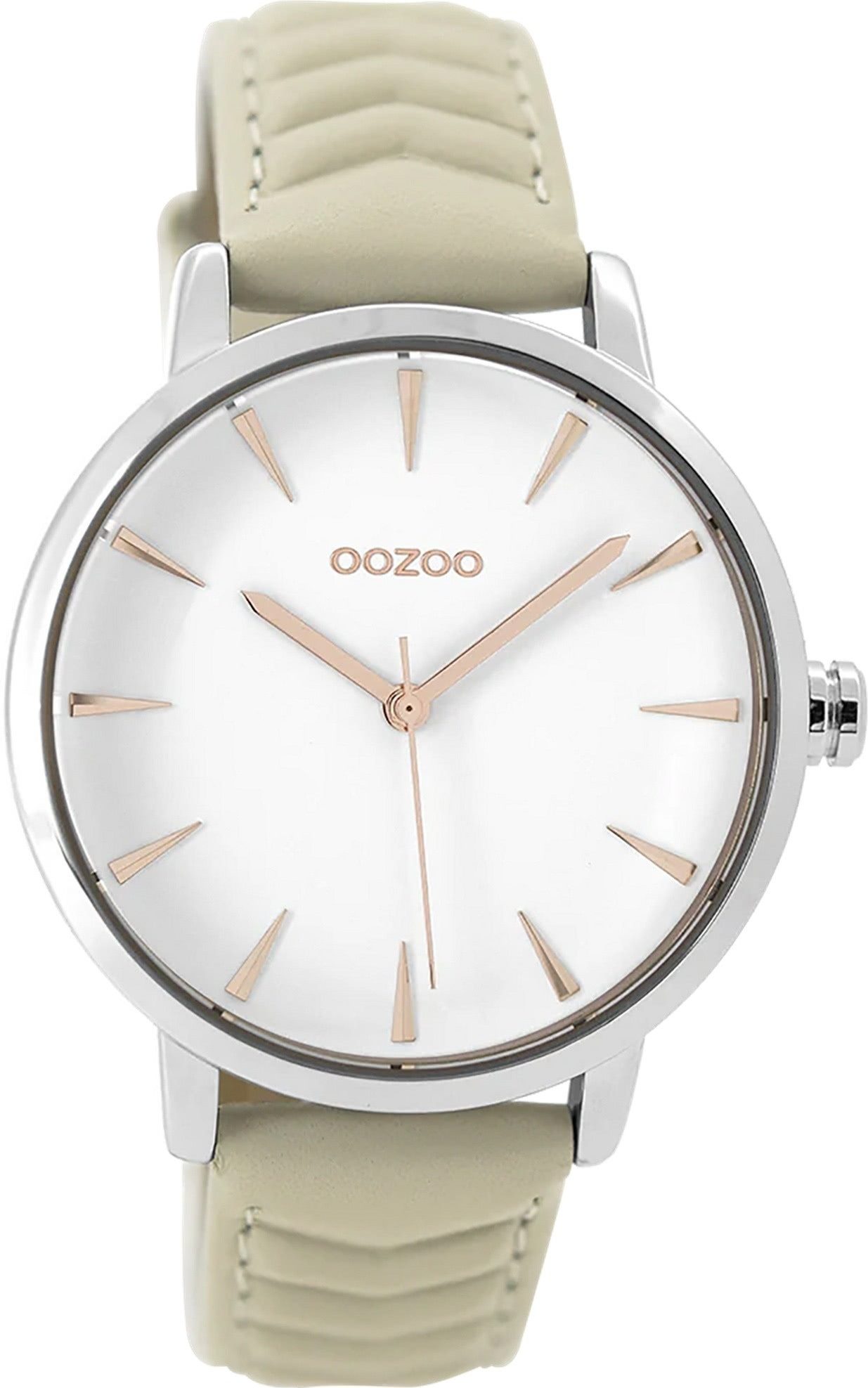 Quarzuhr Oozoo Damen Armbanduhr beige Analog matt