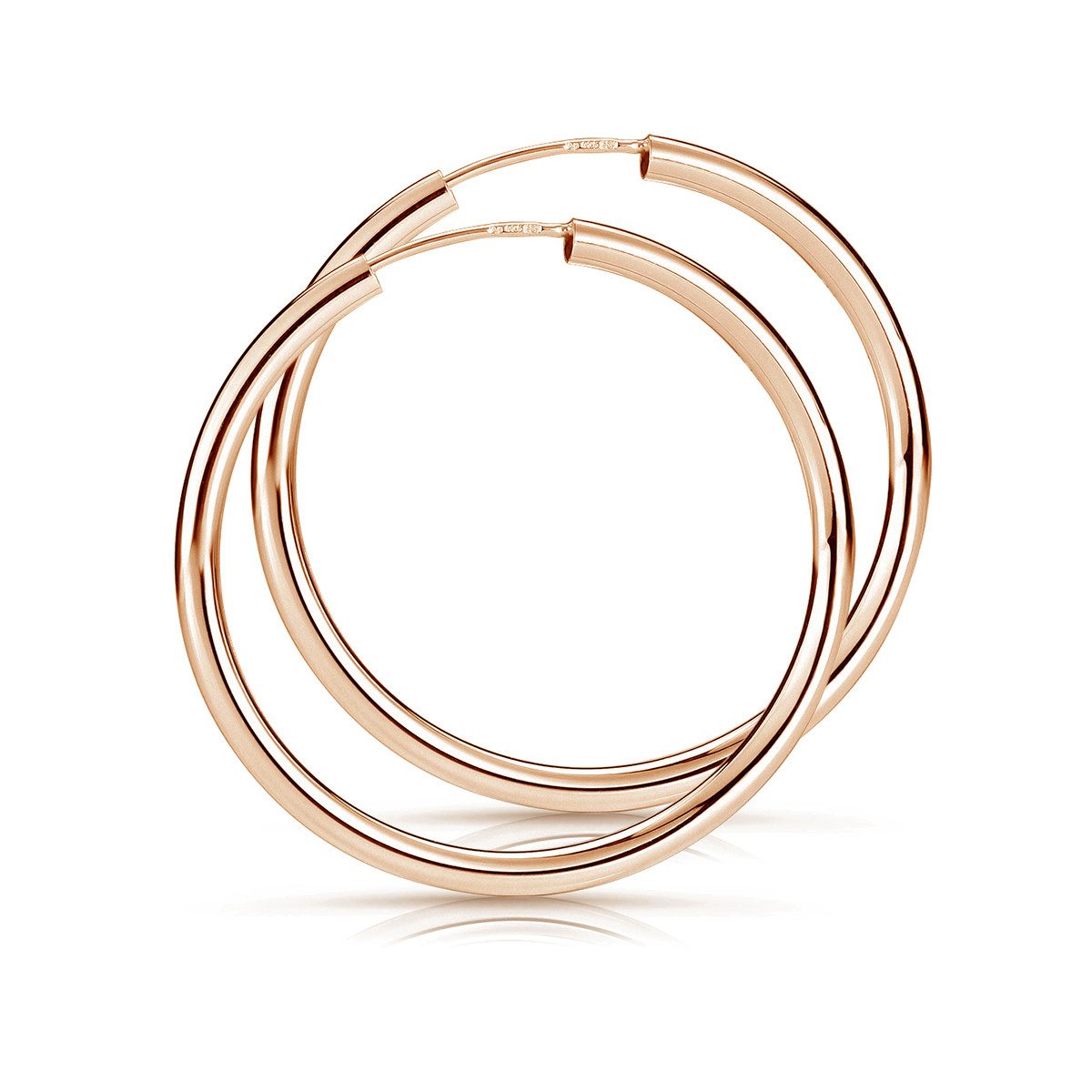 Materia Paar Creolen Damen Rosegold Ohrringe 30mm SO-366, Sterlingsilber, rosevergoldet