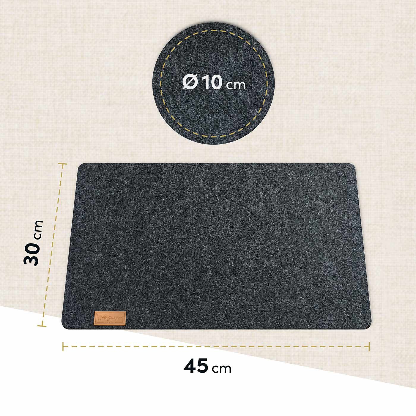 Hoffmann Germany Platzset Tischunterlage Filz 45×30 cm, 6er-Set, anthrazit, hitzebeständig, (Set, 6-St., 6x Platzset 45×30 cm), 5 mm Filz, abwaschbar, 200°C, 90 – Bild 4 von 5