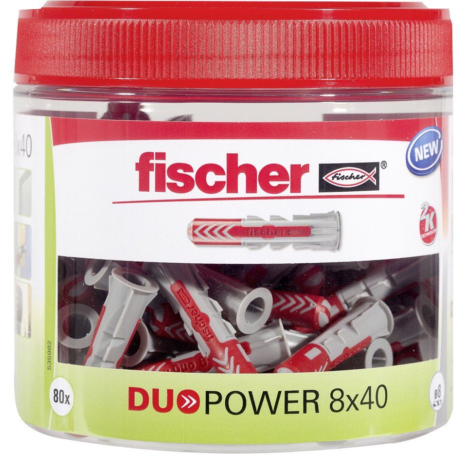 Dübel Fischer 8.0 mm Befestigungstechnik 80 und Schrauben- DuoPower fischer - Stück Fischer Dübel-Set 40 x