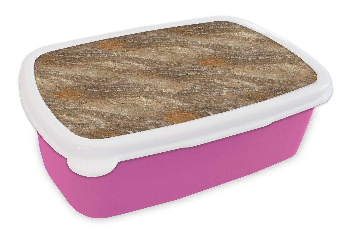 MuchoWow Lunchbox Muster - Granit - Stein, Kunststoff, (2-tlg), Brotbox für Erwachsene, Brotdose Kinder, Snackbox, Mädchen, Kunststoff rosa