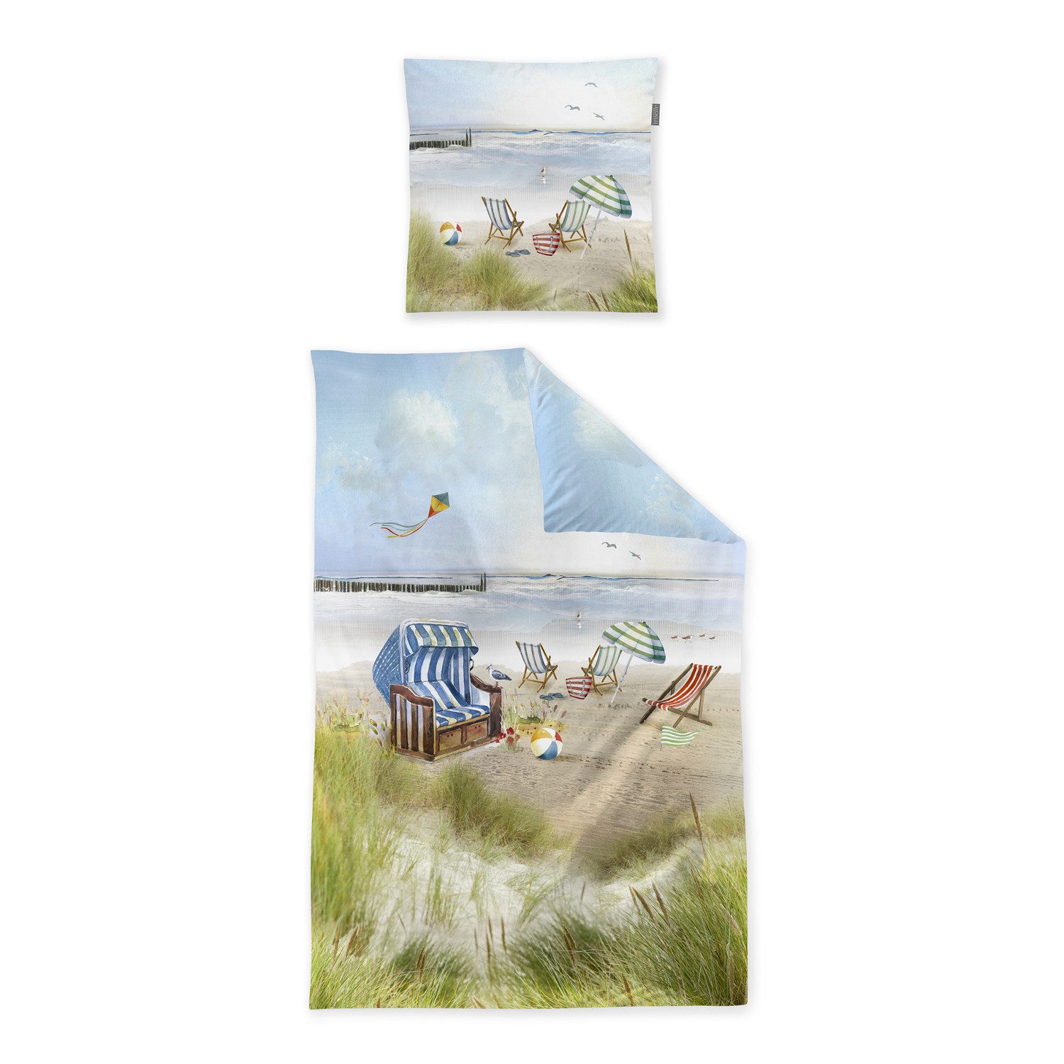 Irisette Bettwäsche Irisette Mako Satin Bettwäsche Wave 8699-90 Strandkorb günstig online kaufen