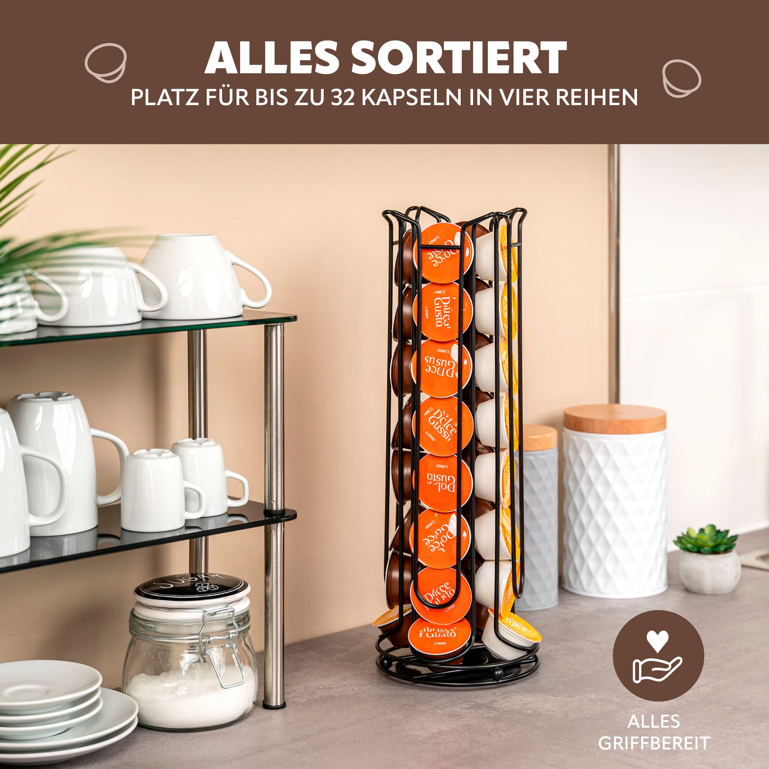 eluno Kapselspender Kapselständer für bis zu 32 Dolce Gusto Kapseln, Kapselspender – Bild 2 von 5