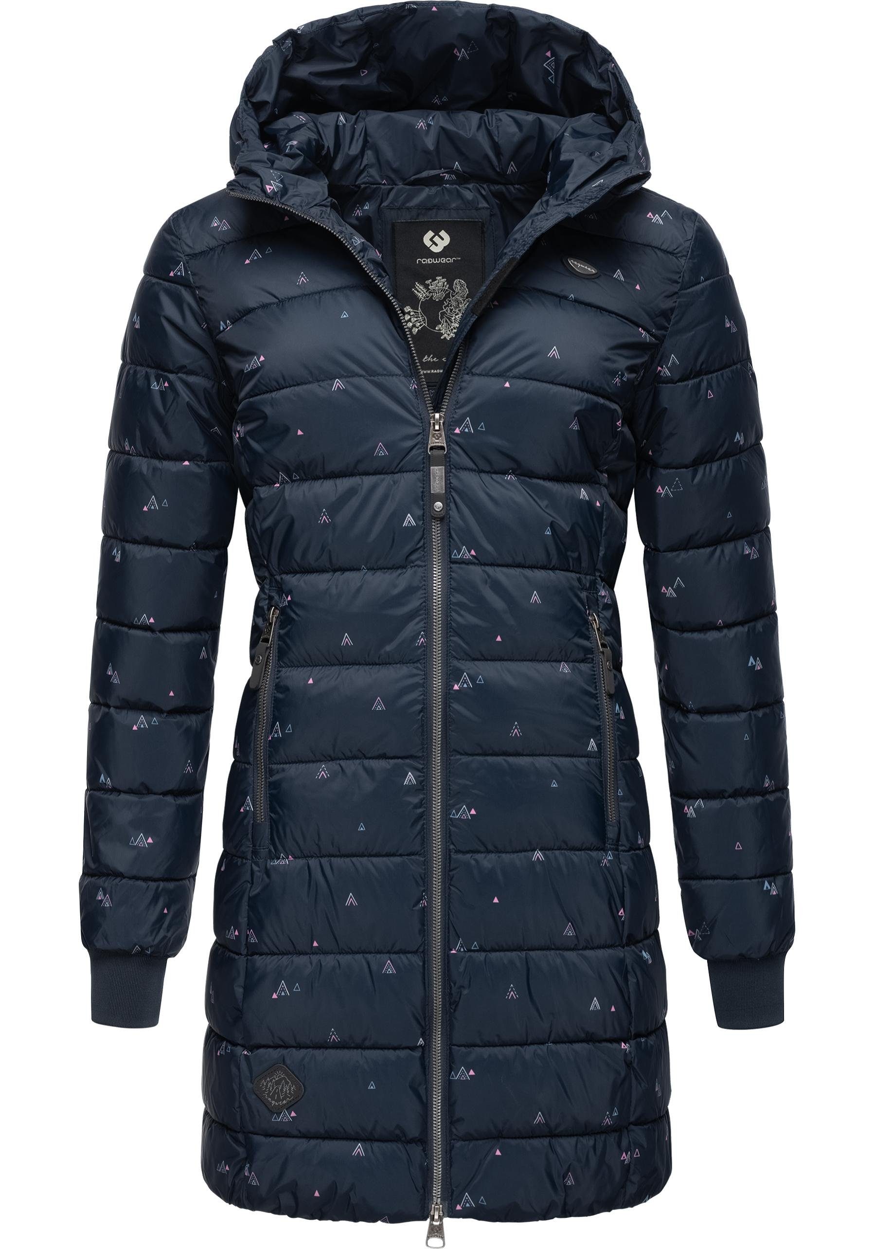 Gemusterte Steppjacke navy Tiasa Winterjacke mit Kapuze Ragwear Long