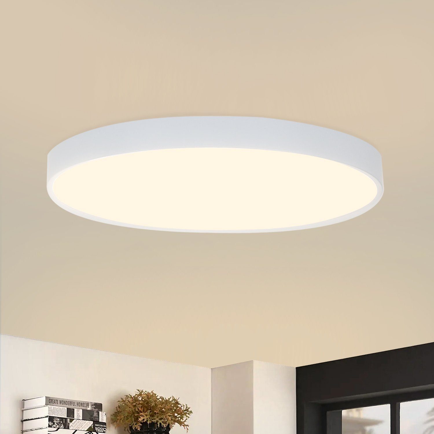 Nettlife LED Panel Deckenleuchte 17W Badezimmerlampe Küchenlampe Flach Runde Modern, IP44 Wasserdicht, LED fest integriert, Warmweiß, Flur Schlafzimmer Wohnzimmer Badezimmer, 28*2.5CM
