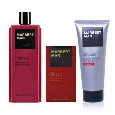 Marbert Duschgel Man Classic Duschgel 400ml + EDT 100ml + Sport Hair & Body Wash 200ml, 3-tlg.