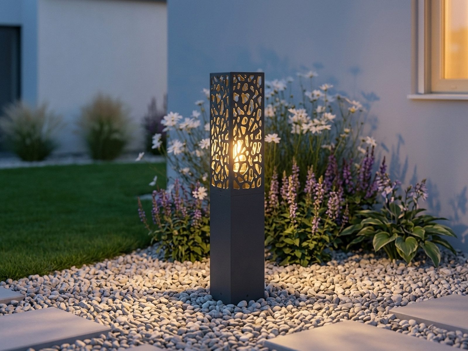 TRIO Leuchten LED Pollerleuchte mit Dekorstanzung, Höhe 60cm, LED wechselbar, Warmweiß, Wegeleuchte Garten Wegbeleuchtung, Außen-Leuchte für Einfahrt