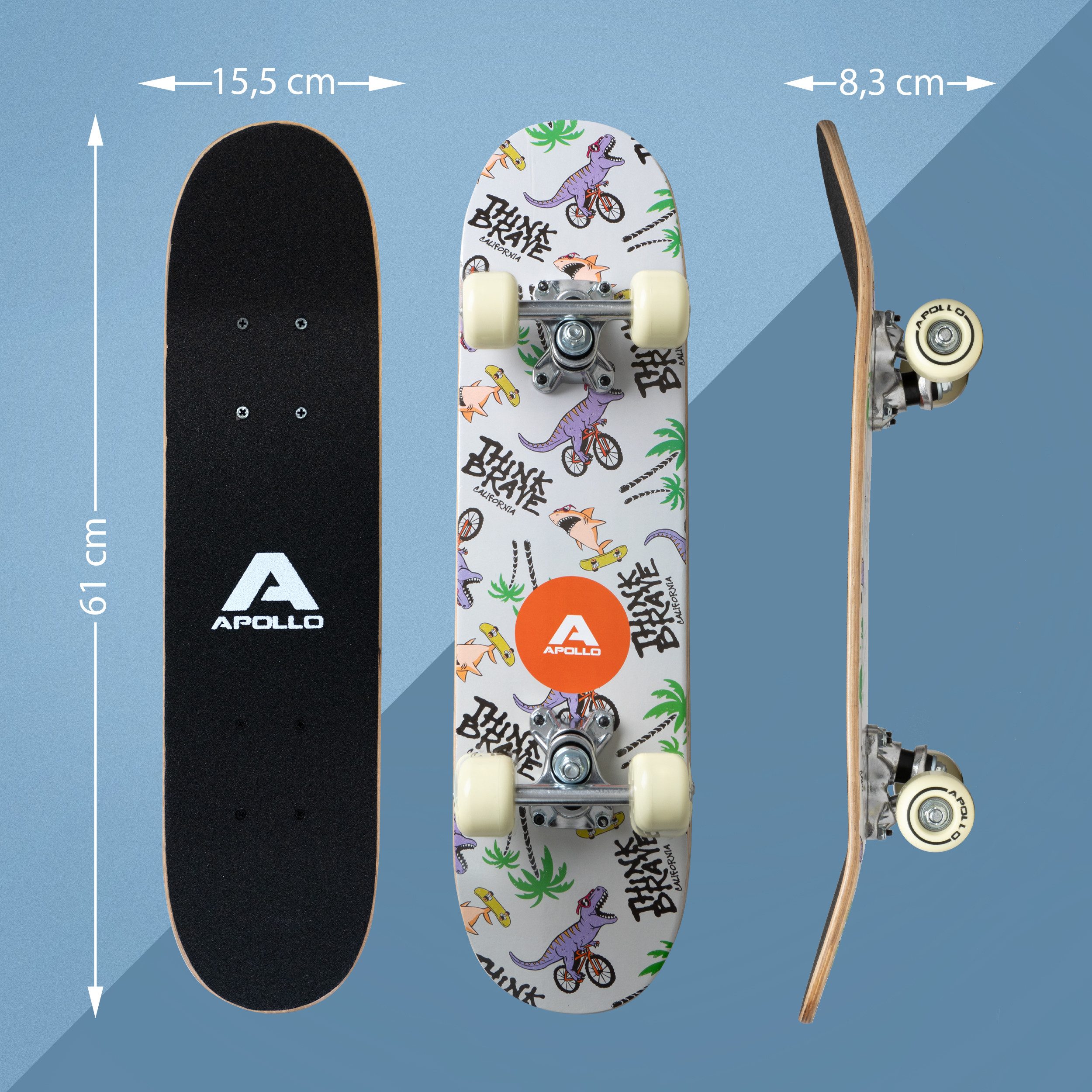 Apollo Skateboard Kinderskateboard 24" Kinder, Longboard, ABEC 3 und Aluminium Achsen