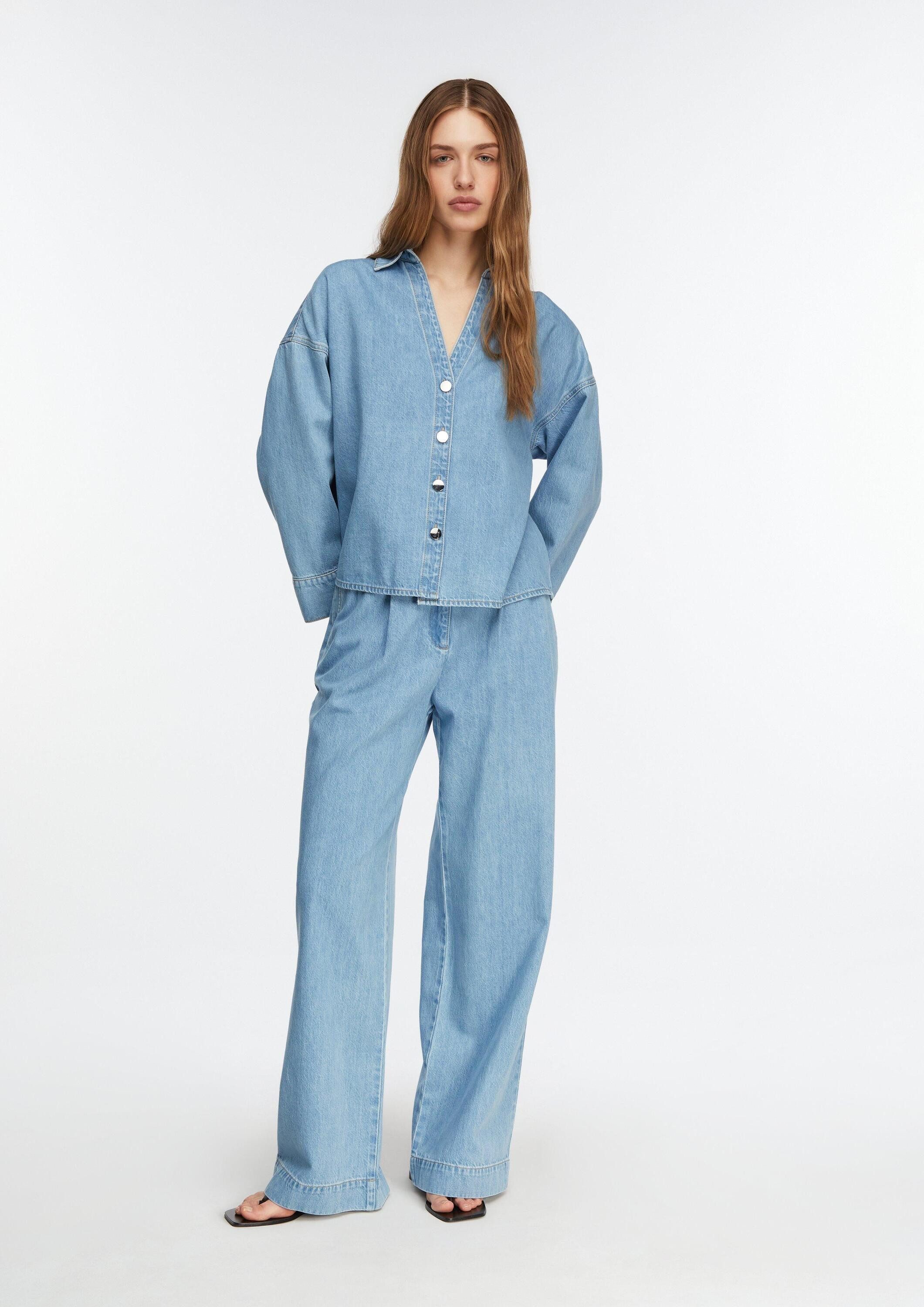 comma Weite Jeans Jeans-Hose Wide-Leg-Jeans aus Lyocell