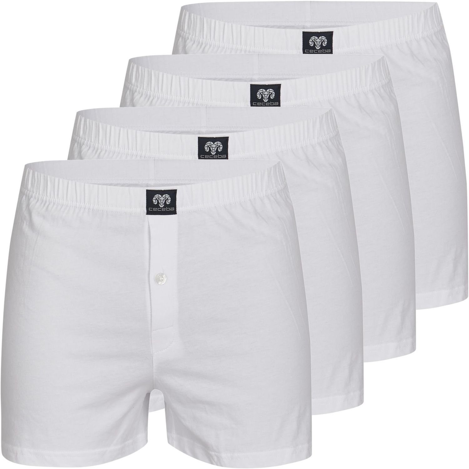 CECEBA Boxershorts 4 Ceceba Jersey Shorts Boxershorts Unterhosen Herren große Größen (1-St) weiss