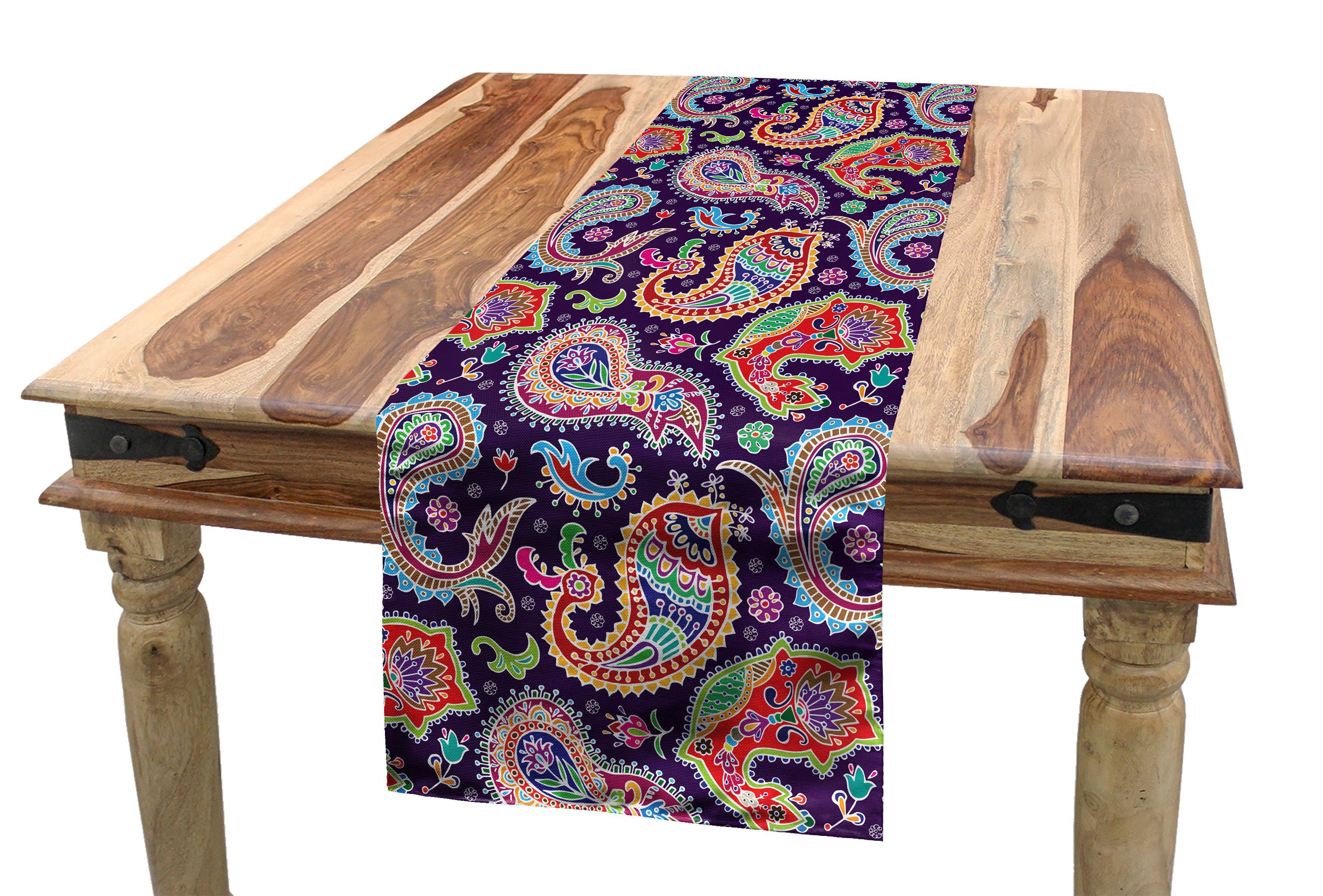 Abakuhaus Tischläufer Esszimmer Küche Rechteckiger Dekorativer Tischläufer, Paisley Retro Hippie-Motive