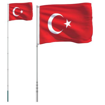 vidaXL Fahne Flagge der Türkei mit Mast 5,55 m Aluminium