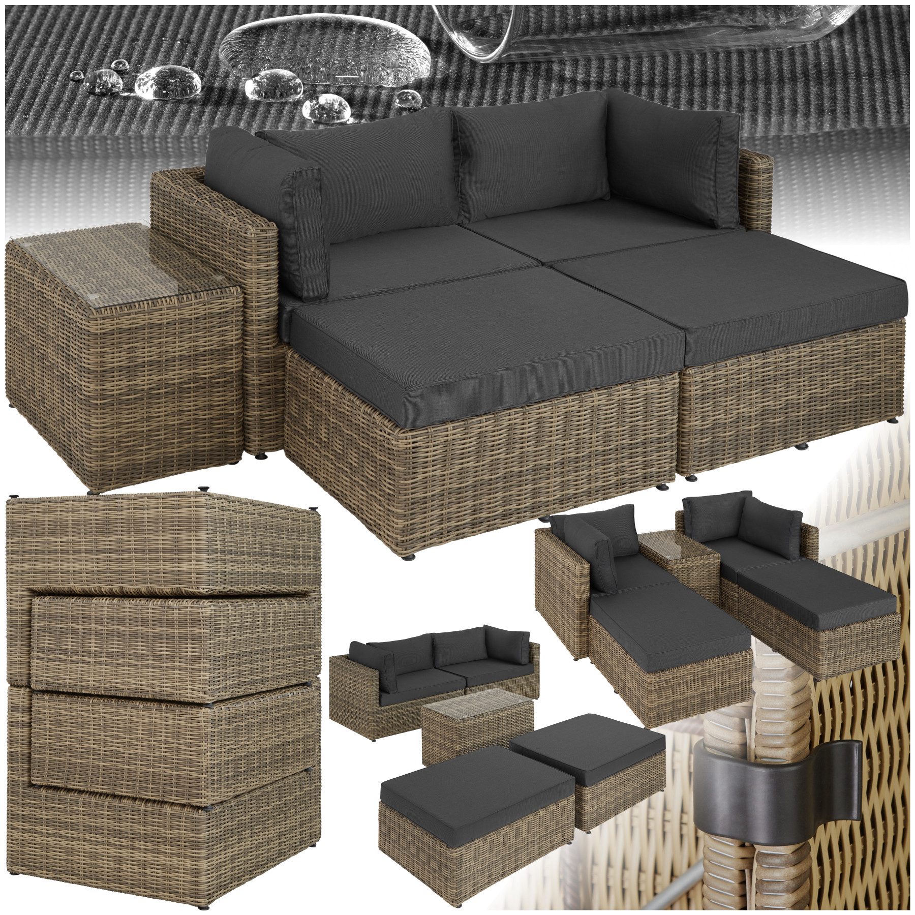 tectake Loungeset Rattan Lounge, (Set., 5-tlg), günstig online kaufen