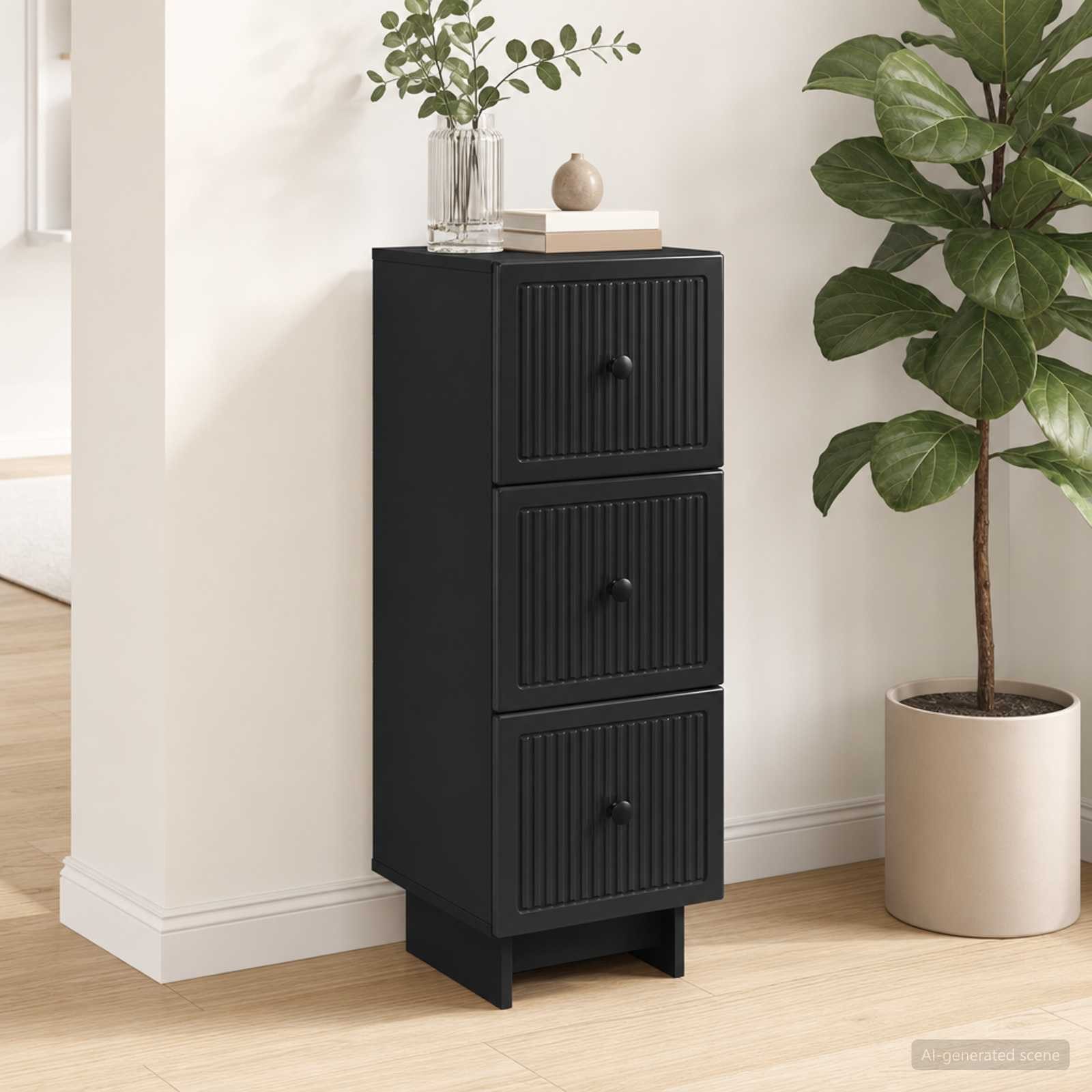 vidaXL Schranksystem Schubladenschrank Schwarz 33 x 34,5 x 90 cm Holzwerkstoff (1-St)