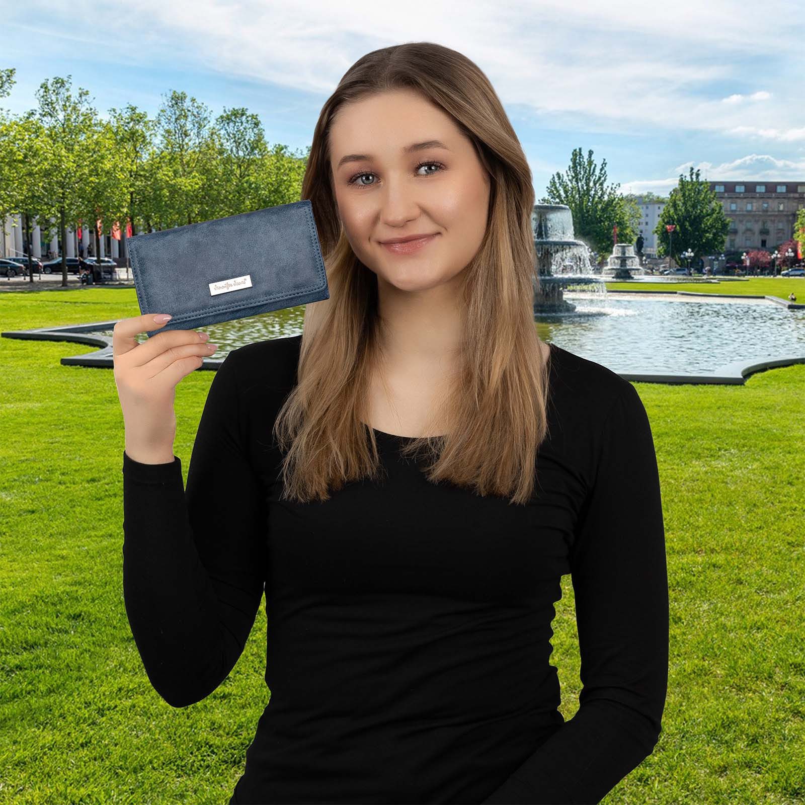 Jennifer Jones Geldbörse JENNIFER JONES Damen Geldbörse Portemonnaie Navy, günstig online kaufen