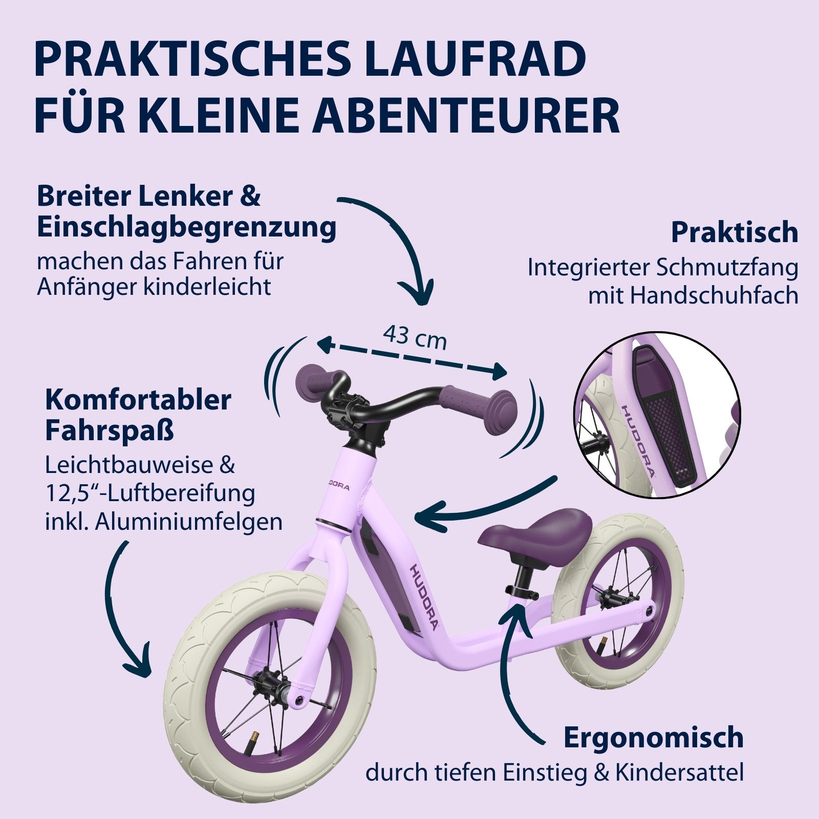 Hudora Laufrad Explory, für Kinder ab 18 Monaten, verstellbare Sattelhöhe, Luftreifen