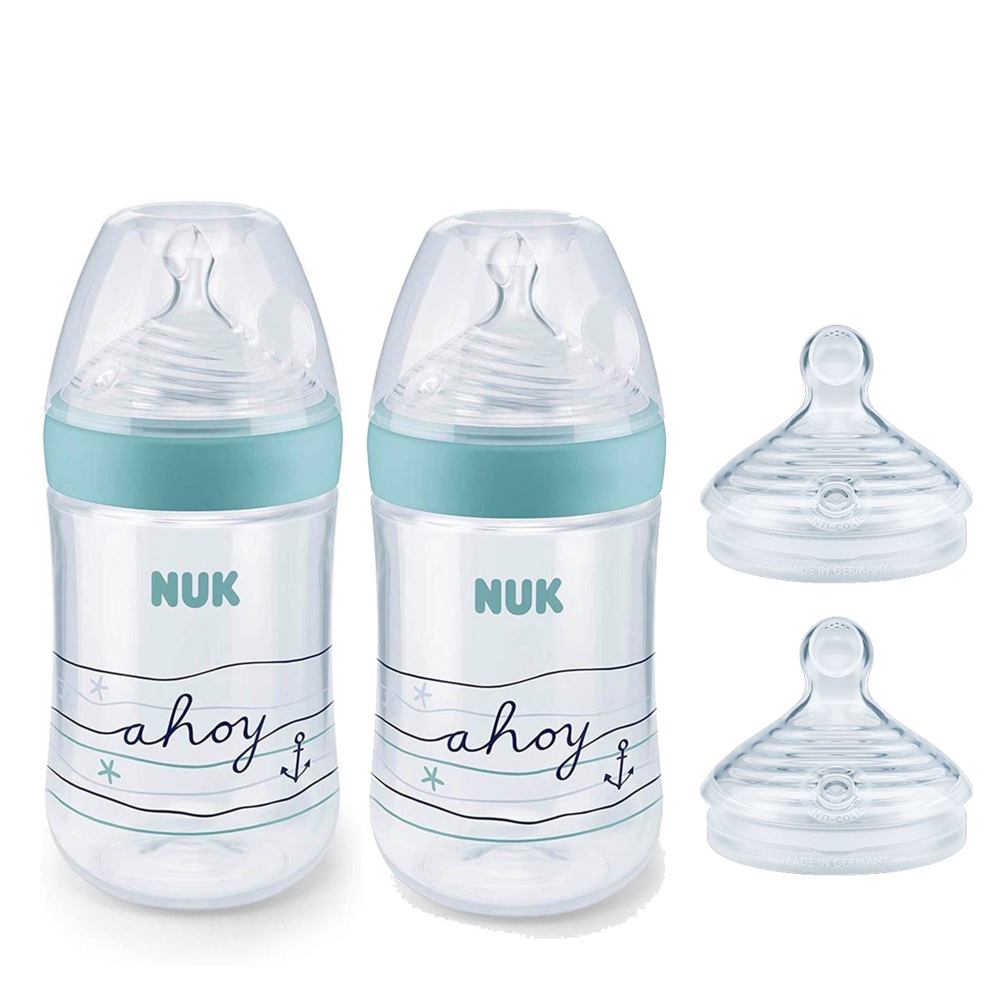 NUK Babyflasche NUK Babyflasche 260ml VORTEIL set mit 2er Silikon Sauger 6-18