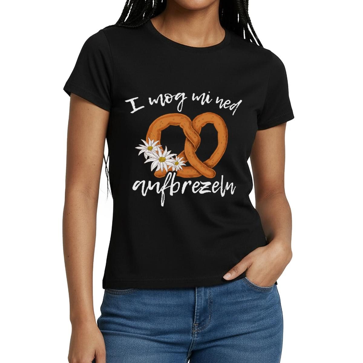 Spreadshirt T-Shirt I Mog Mi Ned Aufbrezeln Wiesn Frauen T-Shirt (1-tlg) Slim Fit, fällt klein aus